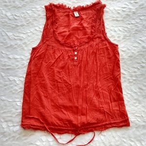 Old Navy orange raw hem sleeveless peasant blouse